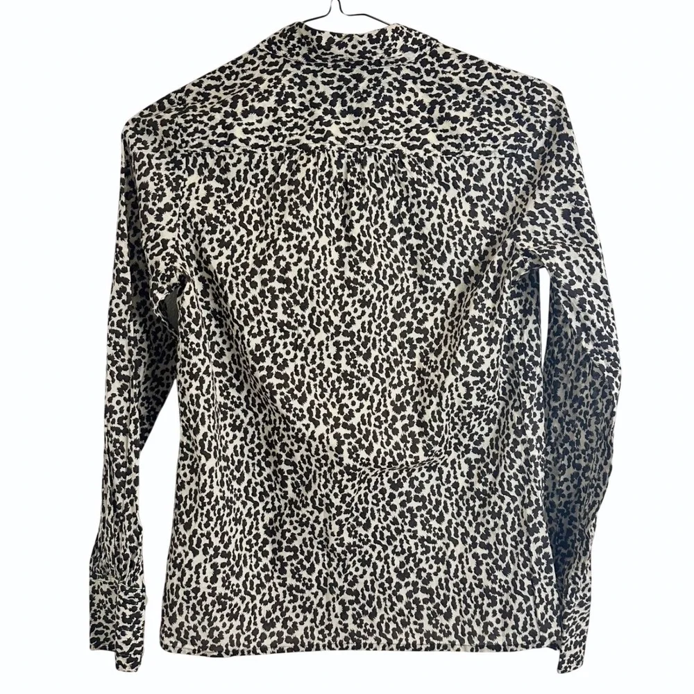 J.Crew Womens Black Ivory Animal Leopard Print‎ 100% Cotton Button Down Shirt 4